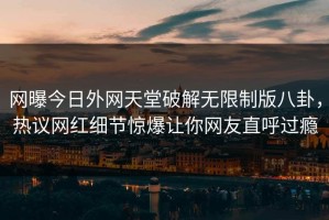 网曝今日外网天堂破解无限制版八卦，热议网红细节惊爆让你网友直呼过瘾