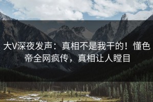 大V深夜发声：真相不是我干的！懂色帝全网疯传，真相让人瞠目