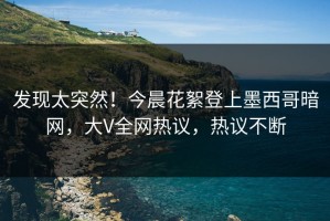 发现太突然！今晨花絮登上墨西哥暗网，大V全网热议，热议不断