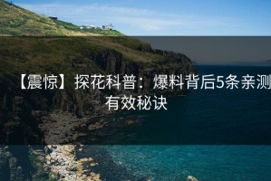 【震惊】探花科普：爆料背后5条亲测有效秘诀
