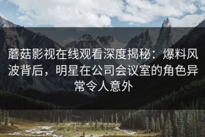 蘑菇影视在线观看深度揭秘：爆料风波背后，明星在公司会议室的角色异常令人意外
