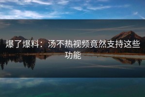 爆了爆料：汤不热视频竟然支持这些功能