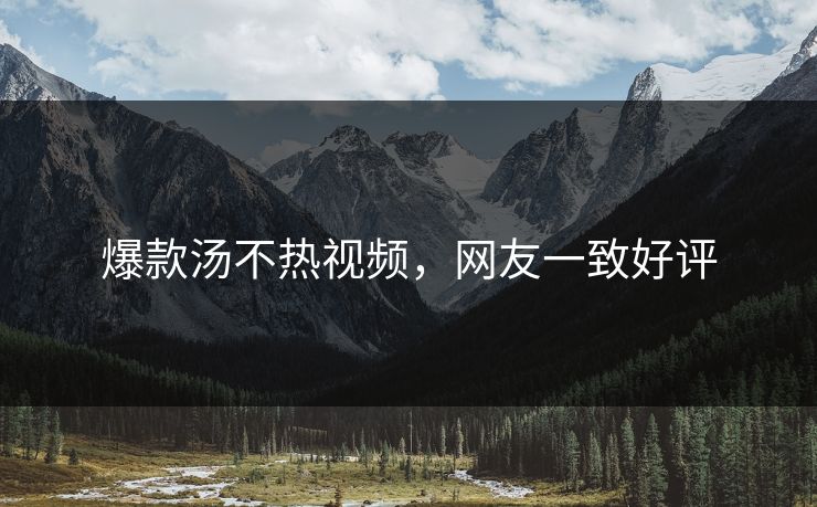 爆款汤不热视频，网友一致好评