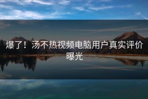 爆了！汤不热视频电脑用户真实评价曝光