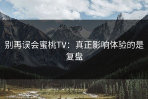 别再误会蜜桃TV：真正影响体验的是复盘