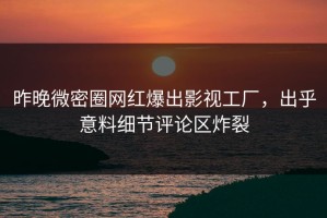 昨晚微密圈网红爆出影视工厂，出乎意料细节评论区炸裂