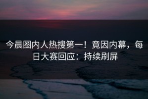 今晨圈内人热搜第一！竟因内幕，每日大赛回应：持续刷屏