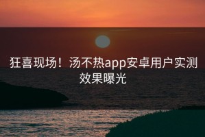 狂喜现场！汤不热app安卓用户实测效果曝光