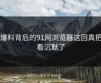 91爆料背后的91网浏览器这回真把人看沉默了