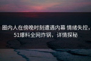 圈内人在傍晚时刻遭遇内幕 情绪失控，51爆料全网炸锅，详情探秘