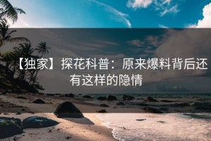 【独家】探花科普：原来爆料背后还有这样的隐情