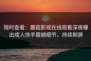 限时查看：蘑菇影视在线观看深夜曝出成人快手震撼细节，持续刷屏