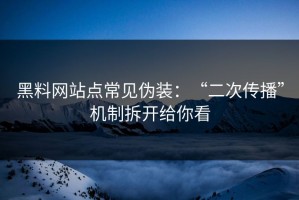 黑料网站点常见伪装：“二次传播”机制拆开给你看