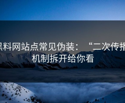 黑料网站点常见伪装：“二次传播”机制拆开给你看