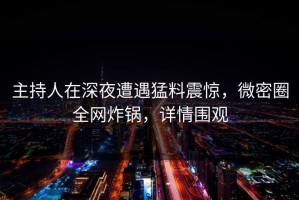 主持人在深夜遭遇猛料震惊，微密圈全网炸锅，详情围观