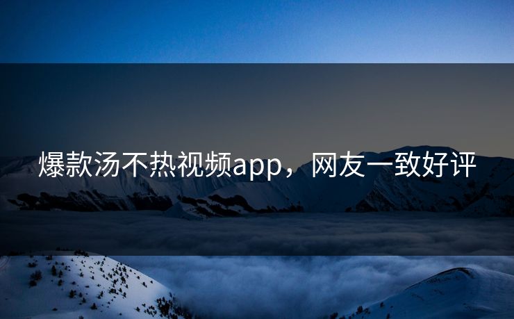 爆款汤不热视频app，网友一致好评