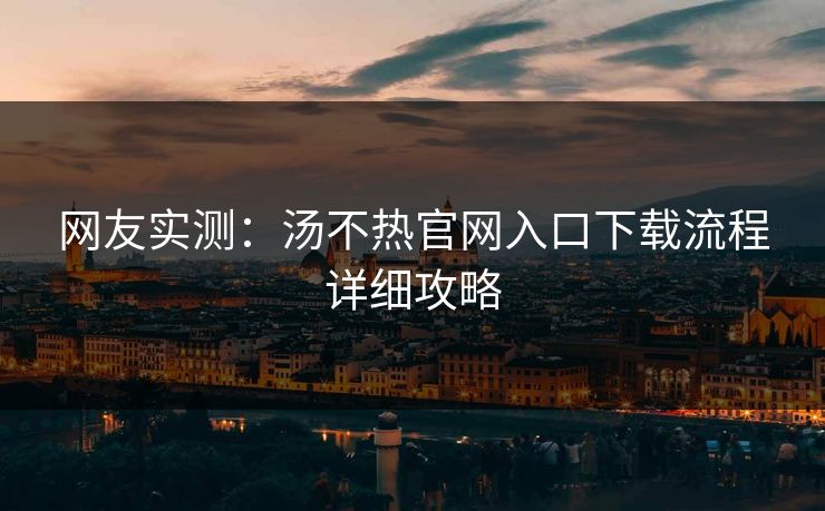 网友实测：汤不热官网入口下载流程详细攻略