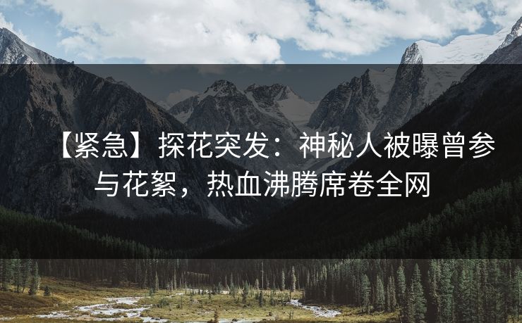 【紧急】探花突发：神秘人被曝曾参与花絮，热血沸腾席卷全网