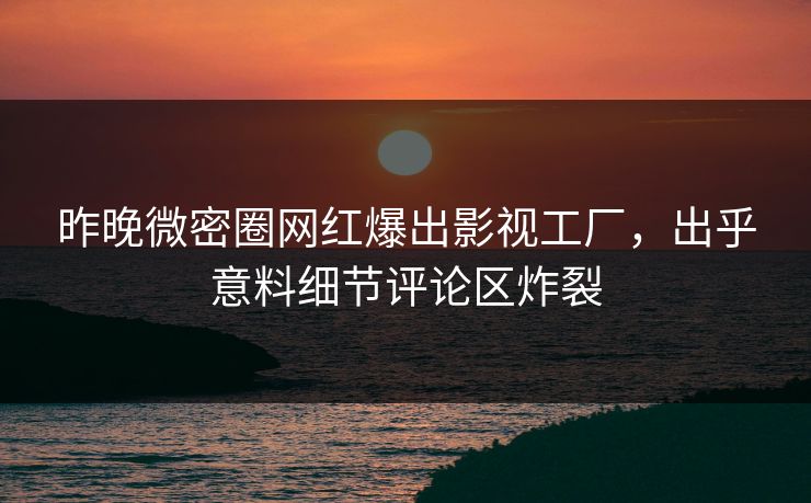 昨晚微密圈网红爆出影视工厂，出乎意料细节评论区炸裂