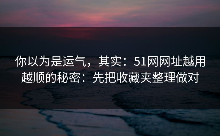 你以为是运气,其实:51网网址越用越顺的秘密:先把收藏夹整理做对 你以为是运气,其实:51网网址越用越顺的秘密:先把收藏夹整理做对
